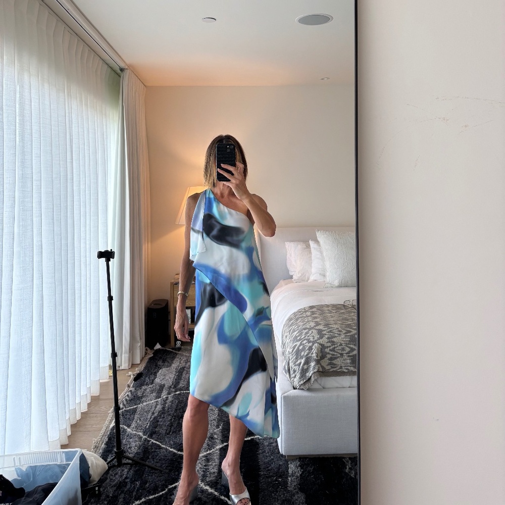 Halston Heritage Size 2 One Shoulder Silk Dress